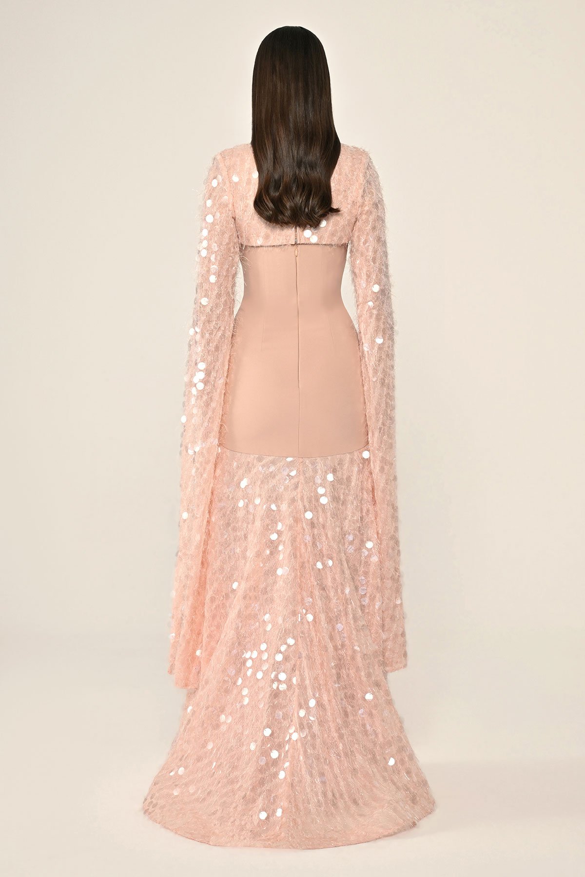 فستان كريب متعدد الألوان من الخلف