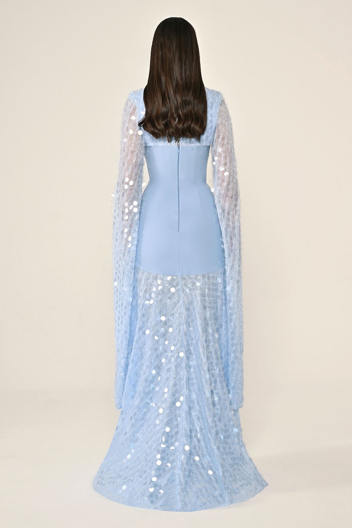 فستان كريب متعدد الألوان من الخلف