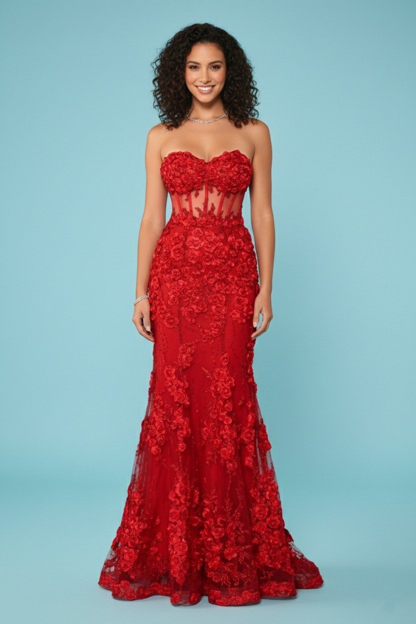 فستان أحمر مكشوف الأكتاف أنيق للمناسبات