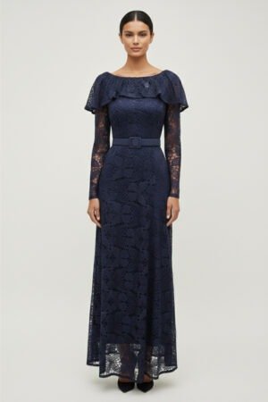 فستان دانتيل بأكمام طويلة